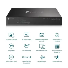 VIGI NVR1008H-8MP TP-Link 8 Channel PoE+ Network Video Recorder