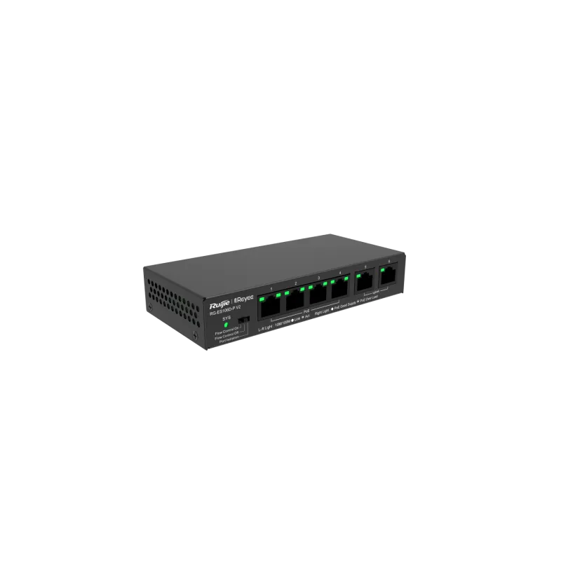 RG-ES106D-P V2 Reyee 100Mbps Desktop POE Switch 6 Port จ่ายไฟ 4 Port 58W