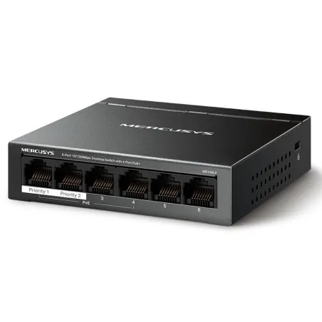 MS106LP Mercusys 6-Port 10/100Mbps Desktop Switch with 4-Port PoE+ 40W