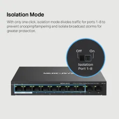 MS110P Mercusys 10-Port 10/100Mbps Desktop Switch 8-Port PoE+ 65W