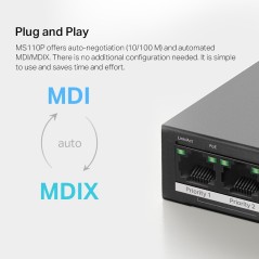 MS110P Mercusys 10-Port 10/100Mbps Desktop Switch 8-Port PoE+ 65W
