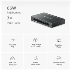 MS108GP Mercusys 8-Port Gigabit POE Switch, 7-Port PoE+ 65W