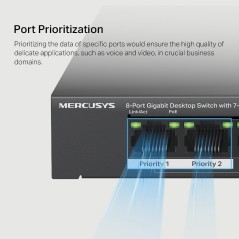 MS108GP Mercusys 8-Port Gigabit POE Switch, 7-Port PoE+ 65W