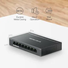 MS108GP Mercusys 8-Port Gigabit POE Switch, 7-Port PoE+ 65W