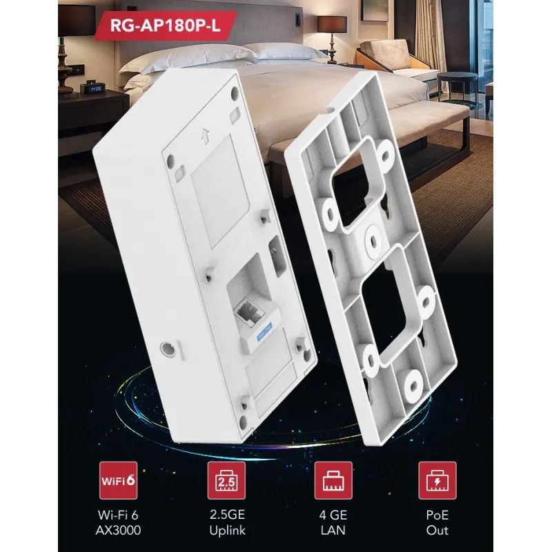 RG-AP180P-L Ruijie Wall Plate AP Wi-Fi 6 Dual-Radio 2.975Gbps (PoE Passthrough)