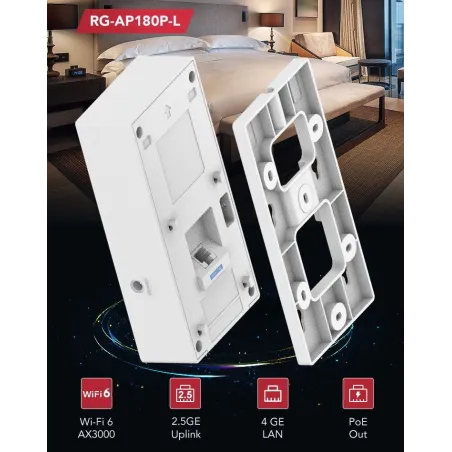 RG-AP180P-L Ruijie Wall Plate AP Wi-Fi 6 Dual-Radio 2.975Gbps (PoE Passthrough)