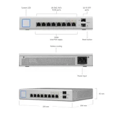 US-8-150W Ubiquiti Unifi Switch L2-Managed Gigabit POE Switch 8 Port 150W