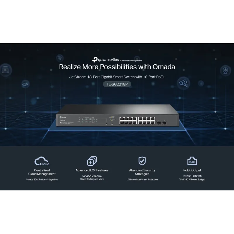 TL-SG2218P TP-LINK JetStream 18-Port Gigabit POE Switch PoE
