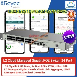 RG-NBS3100-24GT4SFP-P-V2 Reyee L2 Cloud Managed POE Switch 24 Port Gigabit 370W