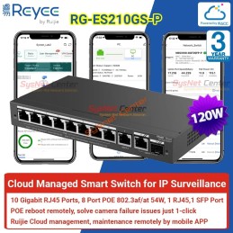 RG-ES210GS-P Reyee Cloud Managed POE Switch 10 Port Gigabit, 8 Port POE, 1SFP 120W