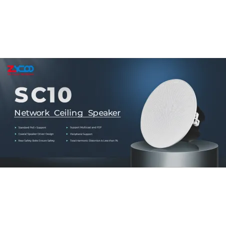 Network Speaker Zycoo SC10 Network Ceiling Speaker Amplifier 10W SIP Protocol