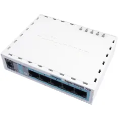 Mikrotik RouterBoard 750G CPU 400MHz Switch 5 port 10/100/1000 Case แบบ พลาสติก พร้อม Power Supply