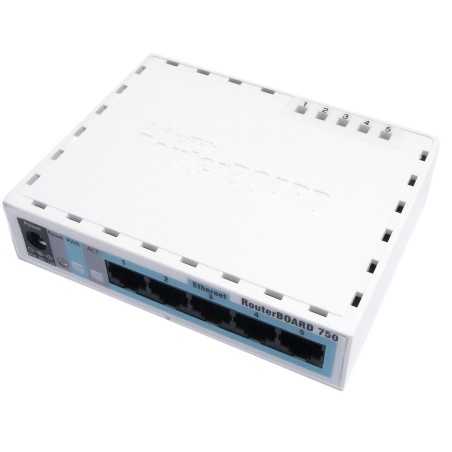 MikroTIK Mikrotik RouterBoard 750G CPU 400MHz Switch 5 port 10/100/1000 Case แบบ พลาสติก พร้อม Power Supply
