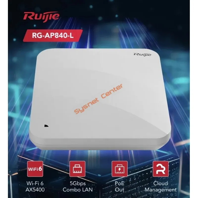 RG-AP840-L Ruijie Wireless Access Point Dual-Radio Wi-Fi 6 4x4 MIMO 5.37Gbps