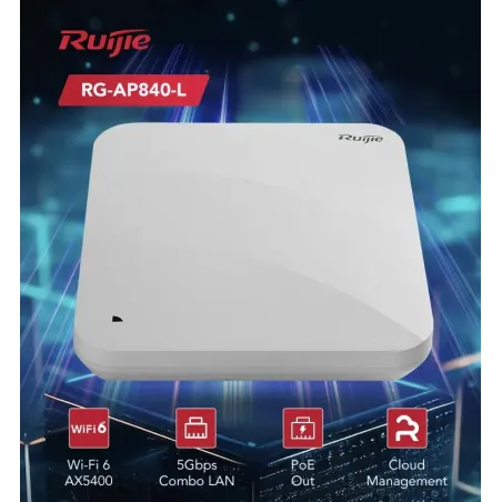RG-AP840-L Ruijie Wireless Access Point Dual-Radio Wi-Fi 6 4x4 MIMO 5.37Gbps