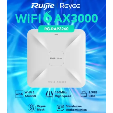 RG-RAP2260 Reyee AX3000 Multi-G Wireless Access Point WIFI6 2.97Gbps, Port 2.5G