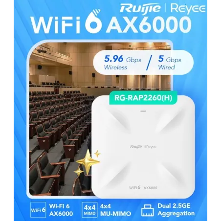 RG-RAP2260(H) Reyee WiFi 6 AX6000 4x4 MIMO High-density Multi-Gig Access Point