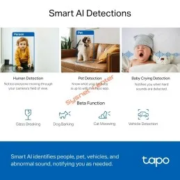 TP-LINK Tapo C220 Pan/Tilt AI Home Security Wi-Fi Camera, 2K QHD