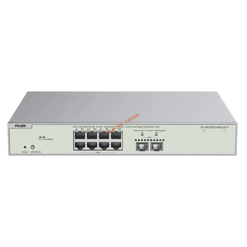 RG-NBS3300-8MG2XS-P Reyee L2-Cloud Managed POE Muti-Gigabit Switch 8 Port 240W