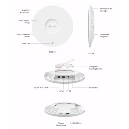 AP9665 TP-LINK AX3600 Ceiling Mount WiFi 6 Access Point 1000Clients