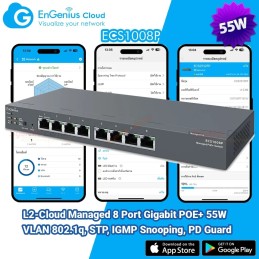 EnGenius ECS1008P Cloud Managed Layer 2 PoE Switch 8 Port 802.3af 55W