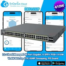 ECS1552P EnGenius Cloud Managed PoE Switch 48 Port, 4SFP+, 410W