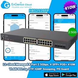 ECS2528FP Engenius Cloud Managed 24-Port Multi-Gigabit Switch ,4 SFP+, POE+ 410W