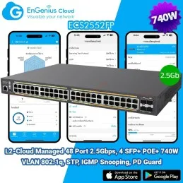 ECS2552FP Engenius Cloud Managed 48-Port Multi-Gigabit Switch ,4 SFP+, POE+ 740W