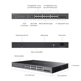 SG3428XMPP TP-LINK Omada L2-Managed POE Switch 24-Port Gigabit, 4-Port SFP+ POE 500W