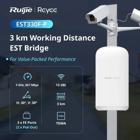 RG-EST330F-P Reyee Wireless Bridge 5GHz ac รองรับจ่ายไฟ POE-Out