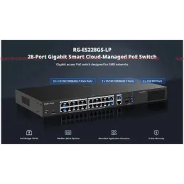 RG-ES228GS-LP Reyee Cloud Managed Smart POE Switch 26 Port Gigabit, 24 Port POE 250W