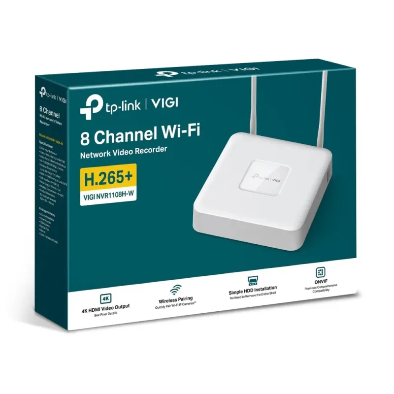 VIGI NVR1108H-W TP-Link NVR 8-Channel Wi-Fi Network Video Recorder