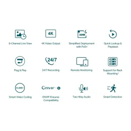 VIGI NVR1008H-8P NVR 8 Channel PoE+ Network Video Recorder