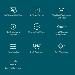 VIGI NVR2016H-16P NVR 16 Channel PoE+ Network Video Recorder