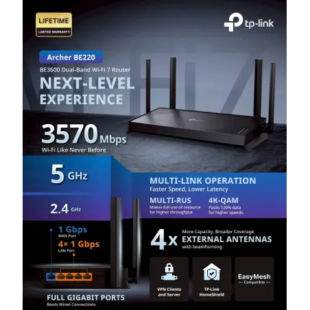 Archer BE220 TP-Link BE3600 Dual-Band Wi-Fi 7 Router