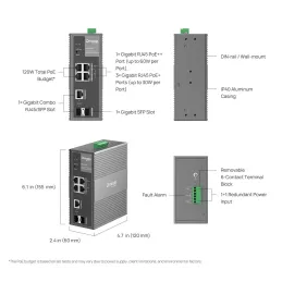 IES206GPP TP-LINK Omada 6-Port Gigabit Industrial Managed POE Switch