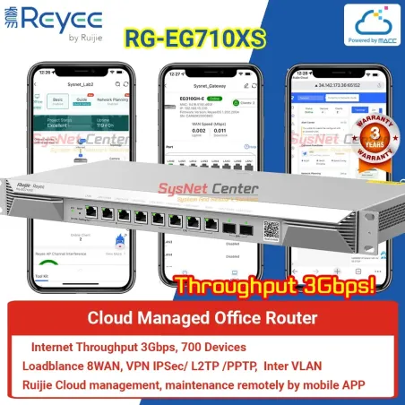 RG-EG710XS Reyee Cloud Router 8 WAN Internet 3Gbps, 700 Clients