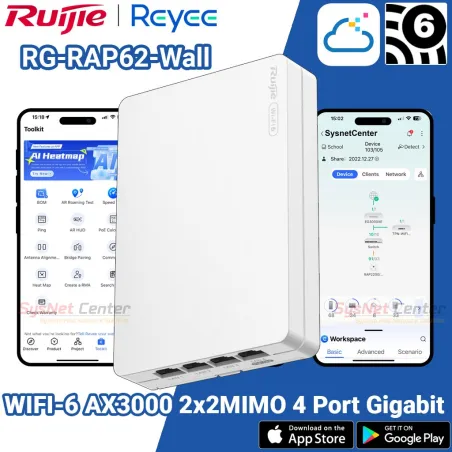 RG-RAP62-Wall Reyee Wi-Fi 6 AX3000 Multi-Port Wall-Plate AP