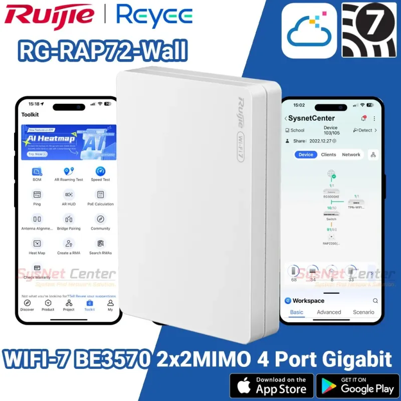 RG-RAP72-Wall Ruijie BE3600 Dual-Band Wi-Fi 7 Access Point