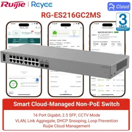 RG-ES216GC2MS Ruijie Reyee L2 Smart Cloud Managed Switch, 16x Gigabit RJ45, 2x 2.5GE SFP, ERPS