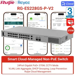 RG-ES228GS-P-V2 Ruijie Reyee L2 Smart Cloud Managed PoE Switch, 24x PoE+, 2x GE RJ45, 2x GE SFP, 370W