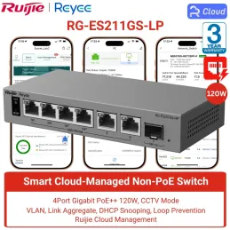 RG-ES207GS-HP Ruijie Reyee L2 Smart Cloud Managed PoE++ Switch, 2x PoE++, 2x PoE+, 120W