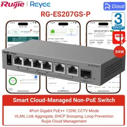 RG-ES207GS-P Ruijie Reyee L2 Smart Cloud Managed PoE Switch, 4x PoE+, 2x GE RJ45, 1x GE SFP, 54W