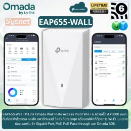 EAP655-Wall TP-Link Omada Wi-Fi 6 Wall Plate Access Point, AX3000, 4×Gigabit, PoE
