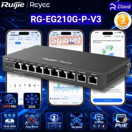 RG-EG210G-P-V3 Ruijie Reyee Cloud Managed PoE Router, 8×PoE+, 110W, 200 Clients, SD-WAN