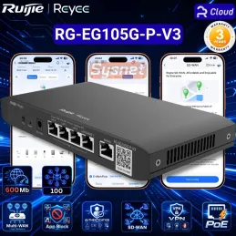 RG-EG105G-P-V3 Reyee Cloud Managed PoE Router 1Gbps, 100 Clients, 5×Gigabit RJ45, 4×PoE+, 54W, VPN, SD-WAN