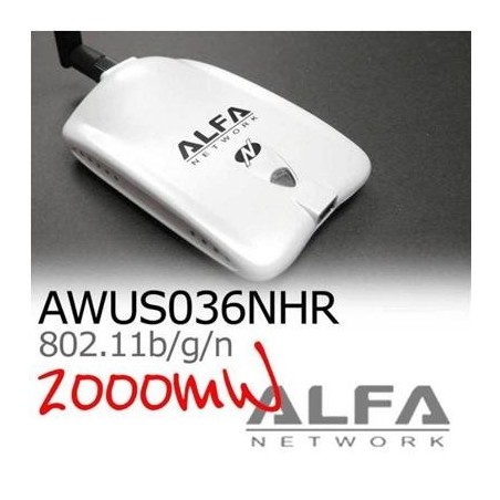 ALFA AWUS036NHR ตัวรับสัญญาณ Wireless ระยะไกล แบบ USB กำลังส่งแรงสุดถึง 2000mW ความเร็ว 150Mbps