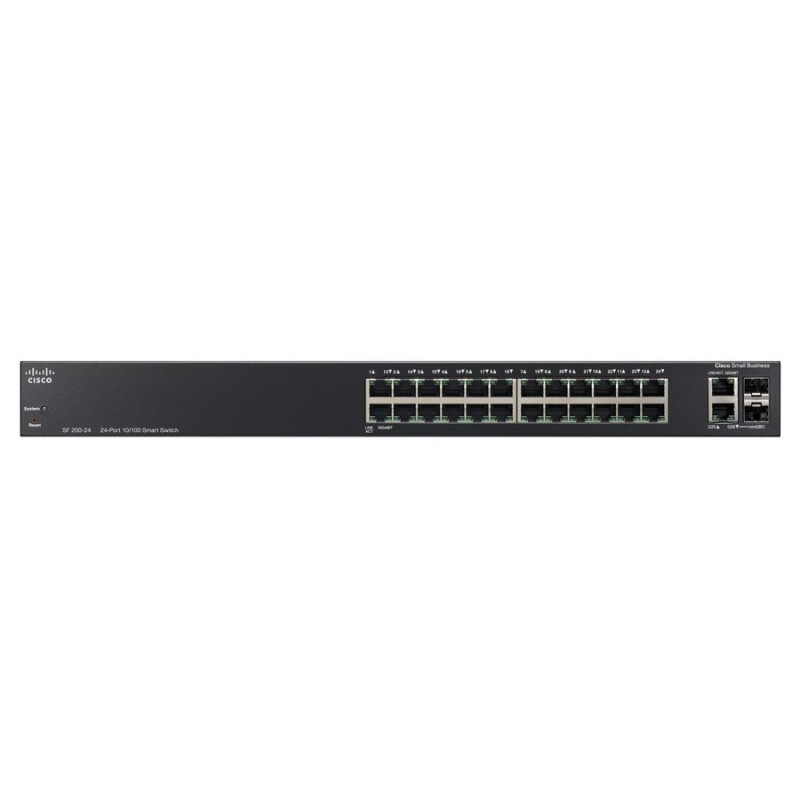 Cisco Cisco SF200-24 Managed-L2 Switch 24 port 10/100Mbps 2 Port SFP, 2Port mini-Gbic รองรับ VLAN ควบคุมผ่าน Web