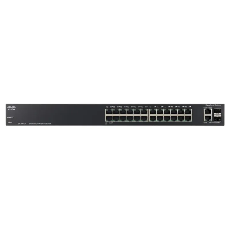 Cisco SF200-24 Managed-L2 Switch 24 port 10/100Mbps 2 Port SFP, 2Port mini-Gbic รองรับ VLAN ควบคุมผ่าน Web