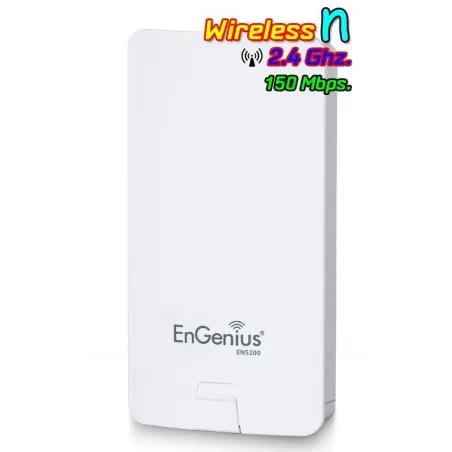 Engenius ENS200 Accees Point แบบภายนอกอาคาร ความถี่ 2.4GHz ความเร็วสูงสุด 150 Mbps กำลังส่งสูงสุด 400mW